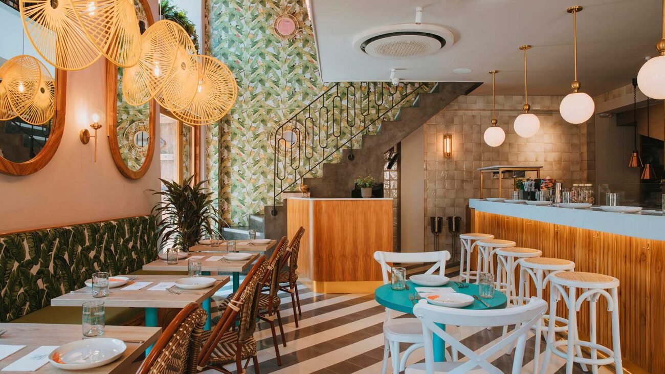 Interior design of a South American tropical restaurant